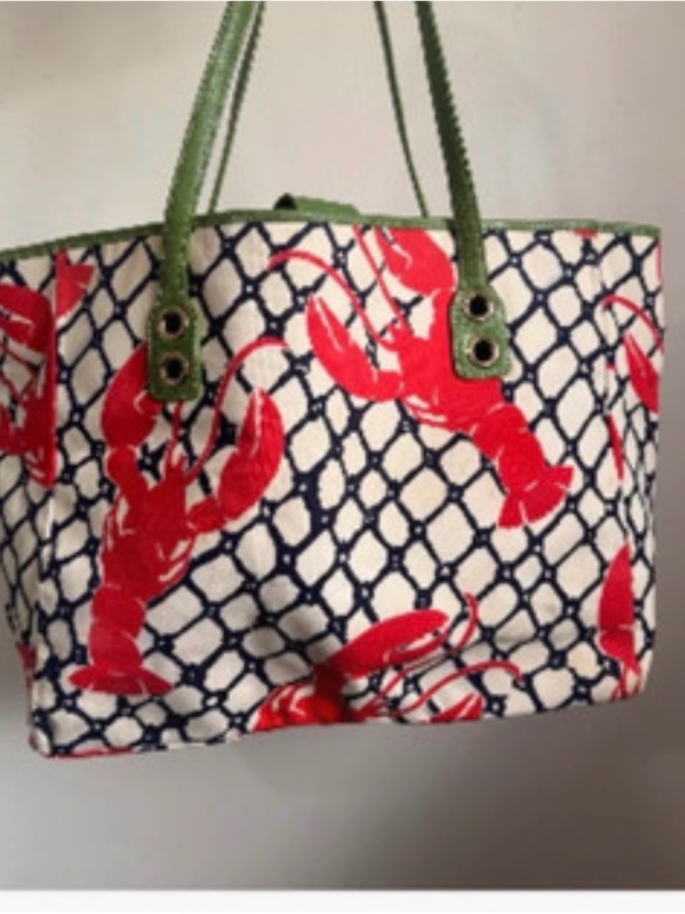 kate spade Red Lobster Canvas Tote with Green Trims